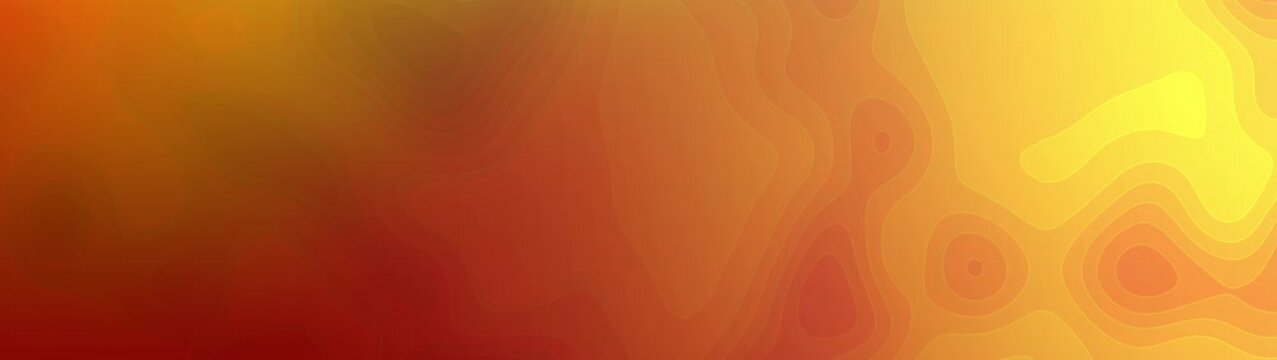 Abstract warm gradient background with layered topographic contour shapes blending rich orange, amber, red, and golden yellow tones. Modern composition featuring smooth organic textures and luminous a