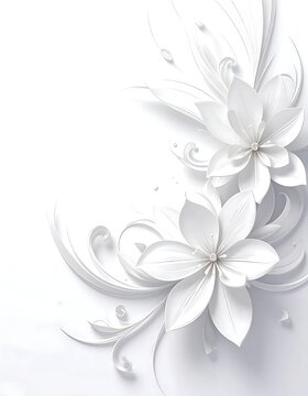 White Flowers Blooming on a White Background