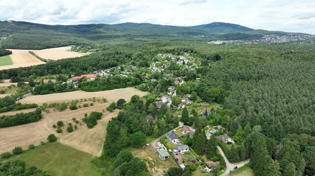 Drone aerial footage of Kelkheim-Fischbach in the Taunus, Main-Taunus District, Hesse, Germany