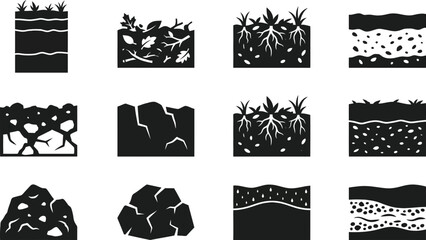 Set of Soil and Earth Ground Layers Icons. © jenci