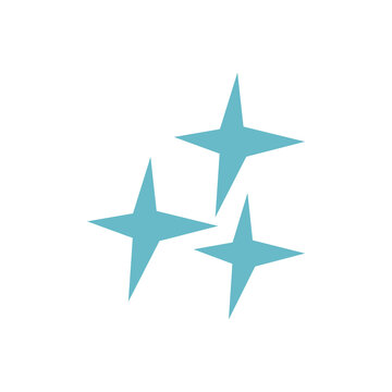 Isolated blue sparkle PNG icon set featuring three four-pointed stars for magic, clean, or shining effect design. Transparent PNG Illustration