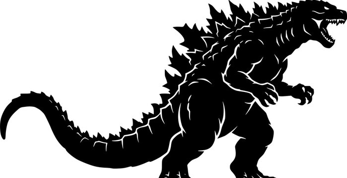 Godzilla Black Silhouette Vector Illustration for Print Design