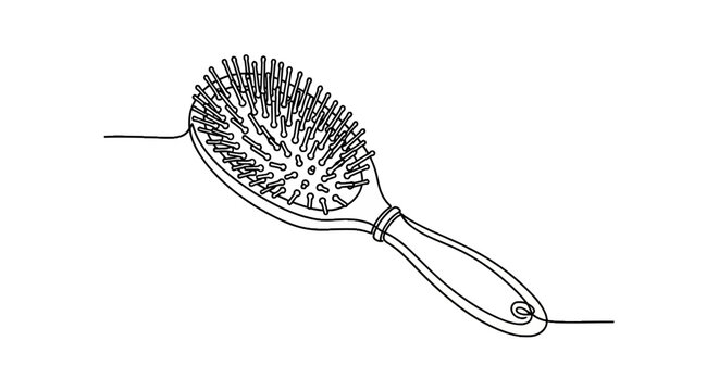 Minimalist black and white hairbrush line art sketch