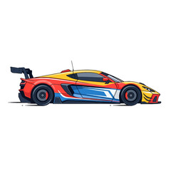 Obraz premium A vibrant sports car is shown from a side profile view on a white background