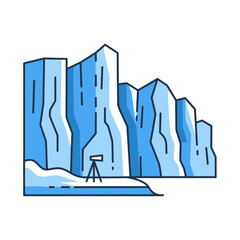 Obraz premium A stylized illustration of a telescope observing tall jagged mountain peaks