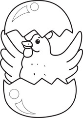 Obraz premium Coloring book of Cute Rooster Chicken sticker icon. Outline of Rooster Chicken 