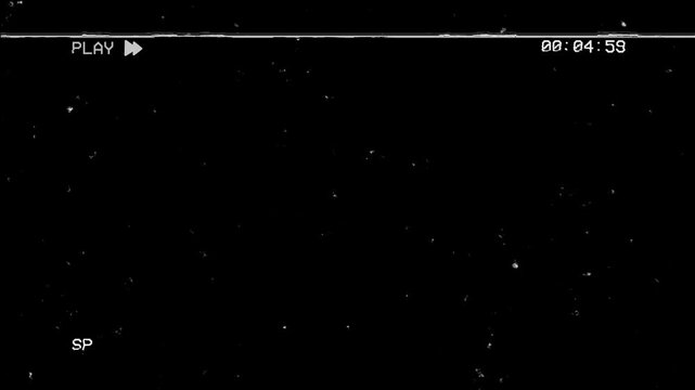 Retro analog tape overlay. Static noise and tracking lines, perfect for vintage aesthetics, nostalgic video glitch effect. Old screen texture for video editing, 4k video animation seamless loop