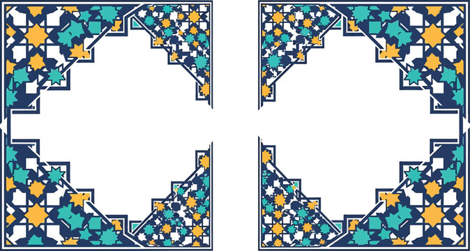 Pixel art border frame with floral pattern