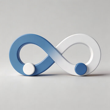 Blue and white infinity symbol with circles