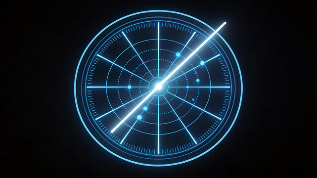 Blue glowing radar screen