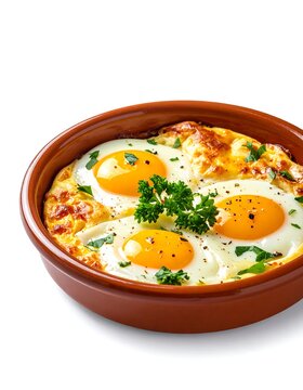 Colorful bowl of vegetable and egg fried rice.