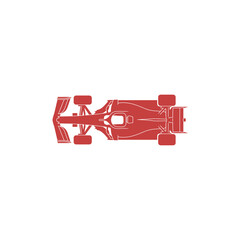 Obraz premium Red Formula One Racing Car Top View Flat Vector Icon