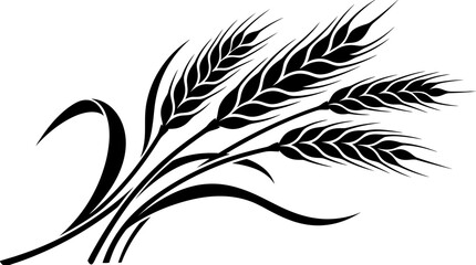 Obraz premium Black Wheat Stalks Silhouette Vector Graphic