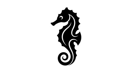 Black Seahorse Silhouette Icon - Marine Life Symbol © Lubrene