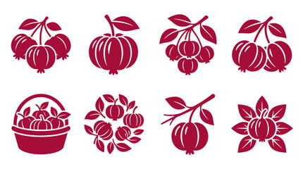 Maroon cherry and berry icon collection © Marakawulo