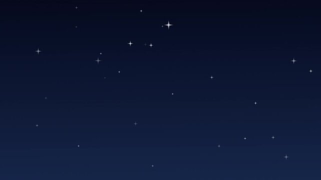 美しい紺色のグラデーション背景に白い星が優しくきらめく映像素材