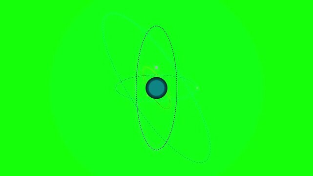 Atom Model with Green Screen Background