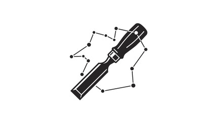 Chisel tool icon with celestial star constellation vector illustration © Mafaat