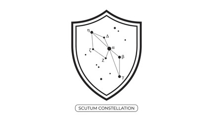 Minimalist astronomical shield icon with star constellation lines © Mafaat