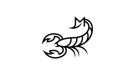 Fototapeta premium Minimalist black and white scorpion vector illustration isolated on white