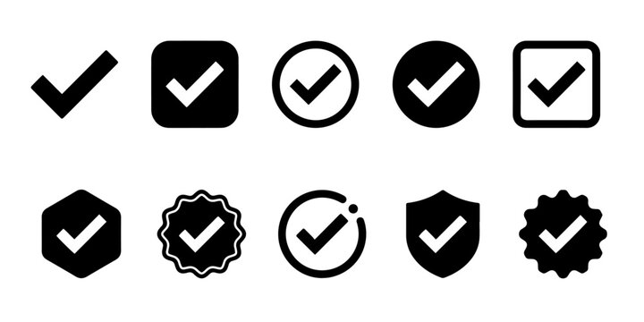 Check mark icon set checkmark tick ok verification approved vector