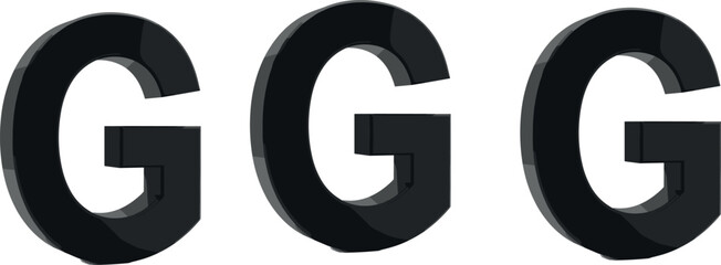 3D letter G vector designs featuring text pattern word cloud gloss black and abstract blue mosaic typography styles © MstAirin