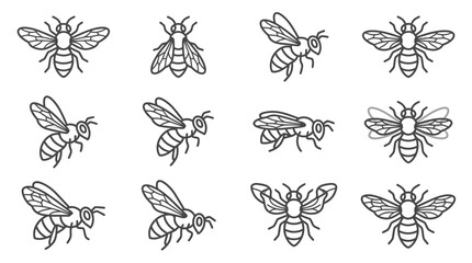 Stylized honey bee vector icon set. © adbur