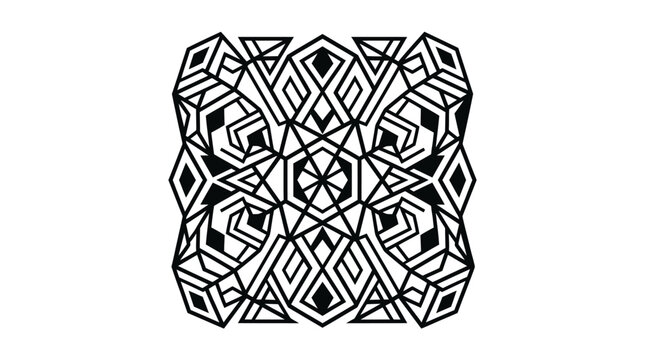 Ornate symmetrical geometric shield emblem graphic.