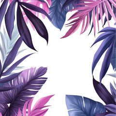 Vibrant Tropical Leaves Border Arrangement Against Transparent Background Displaying Botanical Floral Elements © Malik