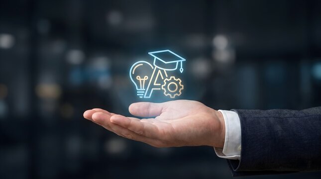 AI Learning and Knowledge Management Concept with Digital Education Innovation and Smart Training Technology