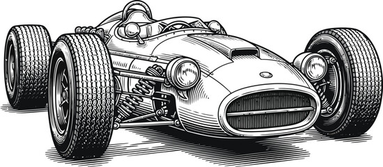 Stylized black and white illustration of vehicle tires on road surface © Vhya