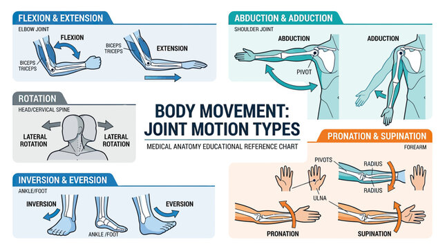 Body Movement: Joint Motion Types - Medical Anatomy Educational Chart