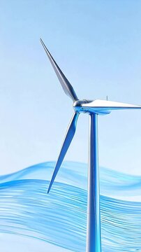Wind turbine with flowing blue lines