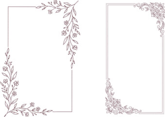 Elegant floral border frames with leaves and flowers on white background © Lokman