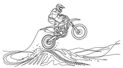 Motocross Rider Jumping Dirt Bike Line Art - Dynamic Action © Wesi