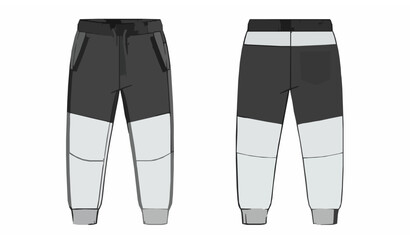 Boys Fleece Jogger Pants Technical Flat Drawing Cut and Sew Vector Mockup Keywords 2 © AMOL