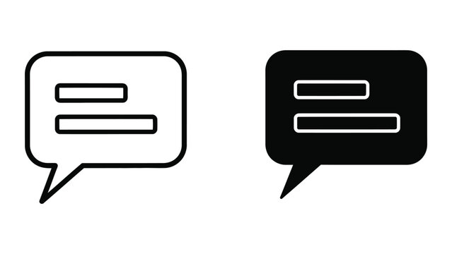 Minimalist Speech Bubble Icons Set Featuring Outline and Solid Styles for Communication