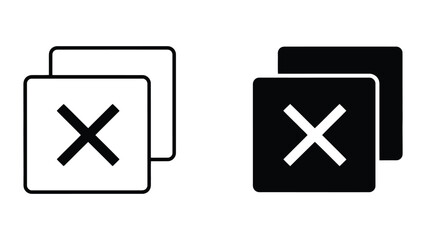 Duplicate Delete Icon Set Featuring Square Shapes with Cross Symbols in Minimalist Style © ASHRAFUR 