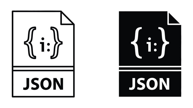 Displaying JSON file format icons in outline and solid styles for web development