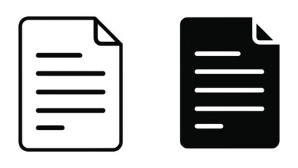 Obraz premium Document File Icons Set Featuring Outline and Solid Paper Symbols for Digital Interface