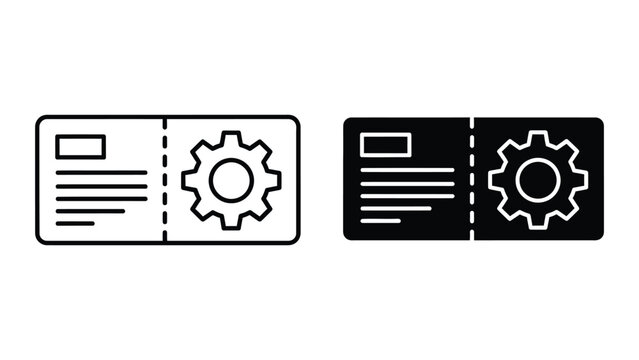 Manual Instruction Icon Set Featuring Gear Symbol for Technical Documentation Design