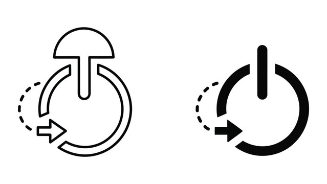 Power Button Icon Set Featuring Restart and Reset Symbols in Minimalist Vector Style