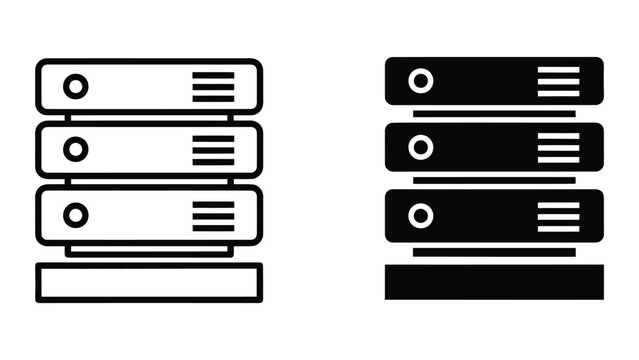 Data server rack icons showing network storage hardware in a minimalist flat vector style design