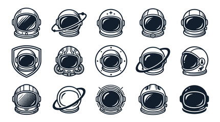 Collection of astronaut helmets in various styles and designs. © Tuju