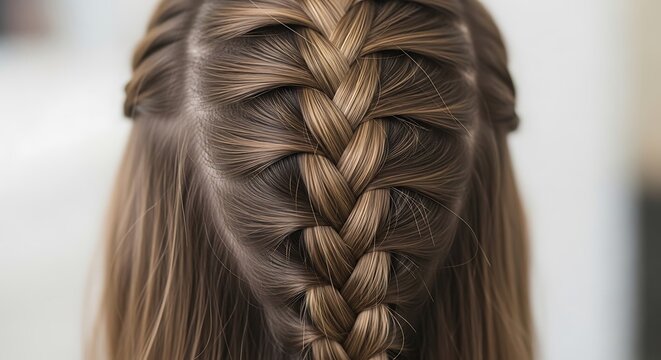 Double French Braid Updo on Brown Hair