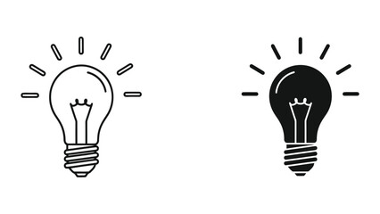 Light Bulb Idea Concept with Human Brain and Creative Thought Process Outline Illustration © JOSNA 