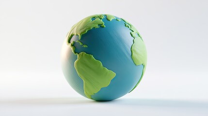 Fototapeta premium A stylized, smooth blue and green globe, centered on a white background