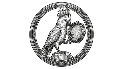 Cockatoo bird standing on pedestal. © Ratna