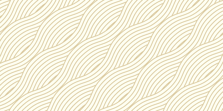 Yellow instant noodles, pasta and spaghetti texture with geometric wavy lines. Ramen, pasta vector pattern. Abstract food illustration background