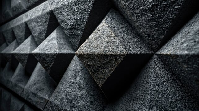 Acoustic foam texture, grey pyramid pattern soundproofing material, studio wall background, soft synthetic surface 